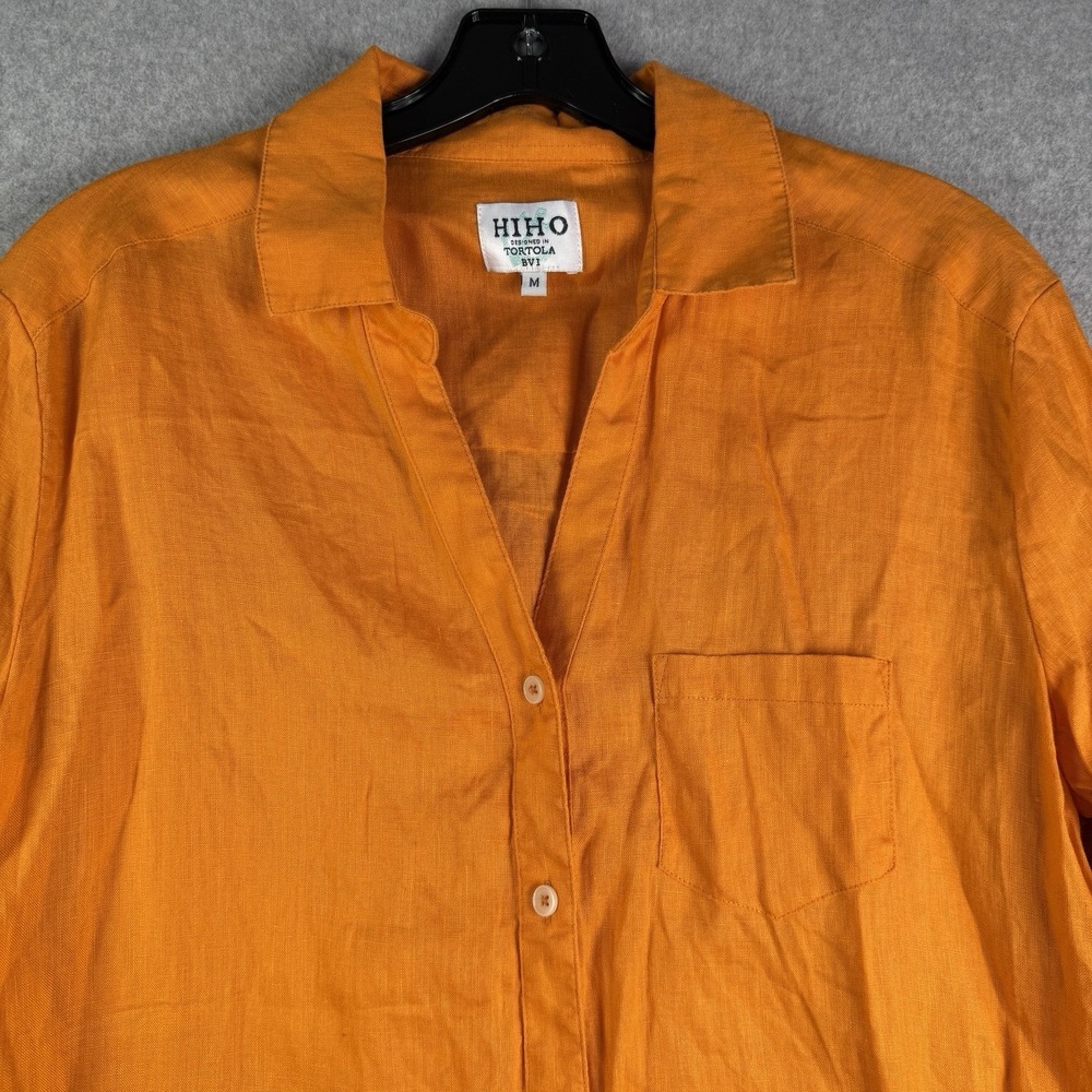 Hiho Tortola Linen Shirt Dress Womens Medium Button Up Boho Beachy Vacation READ - Picture 3 of 14
